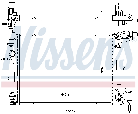 Radiator, engine cooling - 606277 NISSENS