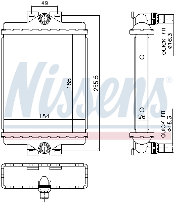 Radiator, engine cooling - 606296 NISSENS