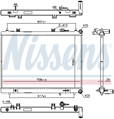 Radiator, engine cooling - 606308 NISSENS