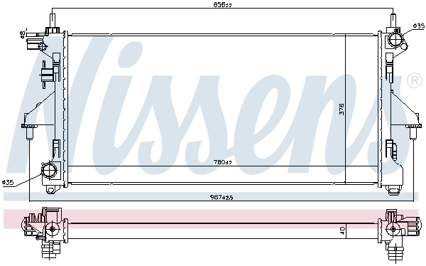 Radiator, engine cooling - 606347 NISSENS