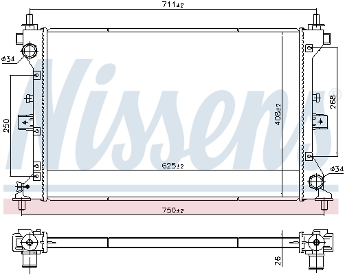 Radiator, engine cooling - 606383 NISSENS