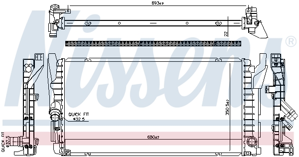 Radiator, engine cooling - 606385 NISSENS