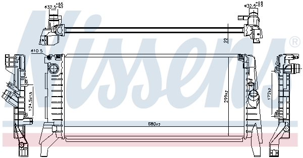 Radiator, engine cooling - 606391 NISSENS