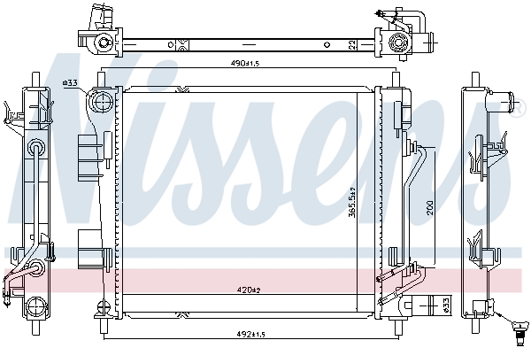 Radiator, engine cooling - 606399 NISSENS
