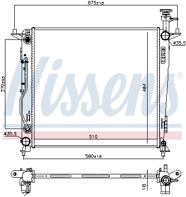 Radiatore, Raffreddamento motore - 606428 NISSENS