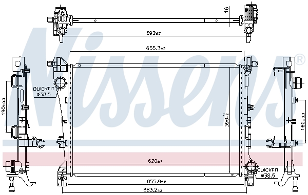 Radiator, engine cooling - 606441 NISSENS