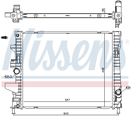 Radiator, engine cooling - 606446 NISSENS