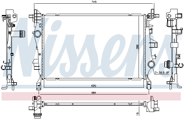 Radiator, engine cooling - 606447 NISSENS