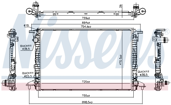 Radiator, engine cooling - 606462 NISSENS
