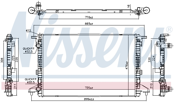 Radiator, engine cooling - 606463 NISSENS
