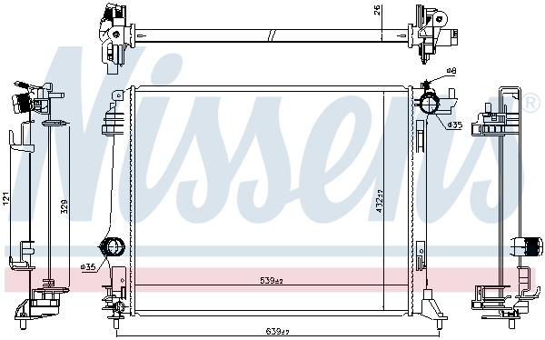 Radiator, engine cooling - 606474 NISSENS