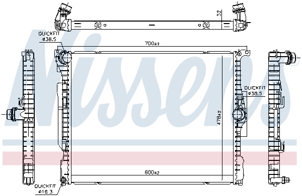Radiator, engine cooling - 606514 NISSENS