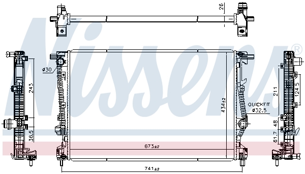 Radiator, engine cooling - 606524 NISSENS