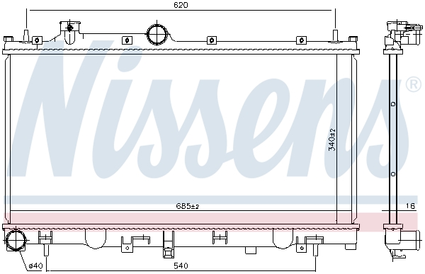 Radiator, engine cooling - 606532 NISSENS