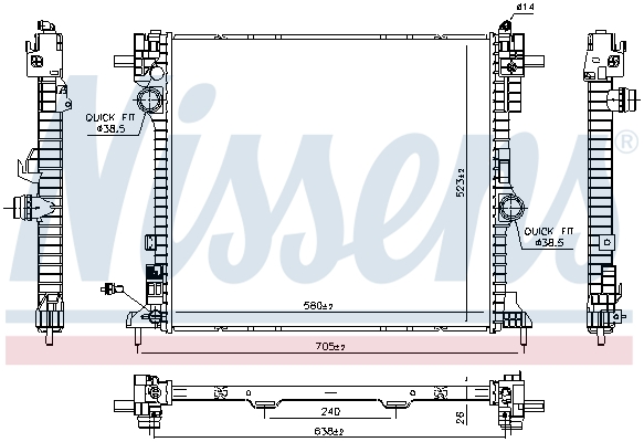 Radiator, engine cooling - 606571 NISSENS