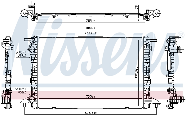 Radiator, engine cooling - 606573 NISSENS