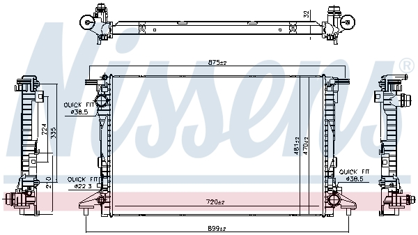 Radiator, engine cooling - 606578 NISSENS