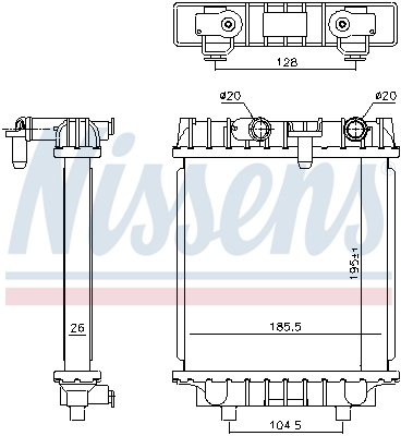 Radiator, engine cooling - 606644 NISSENS