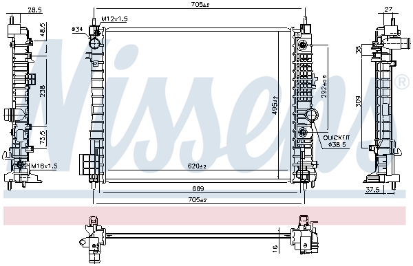 Radiator, engine cooling - 606660 NISSENS