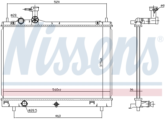 Radiator, engine cooling - 606700 NISSENS