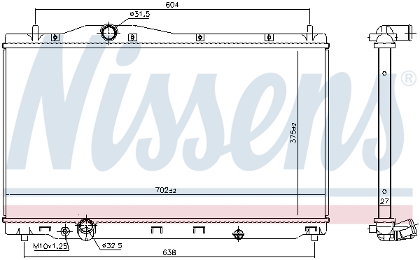 Radiator, engine cooling - 606701 NISSENS