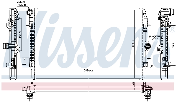 Radiator, engine cooling - 606720 NISSENS