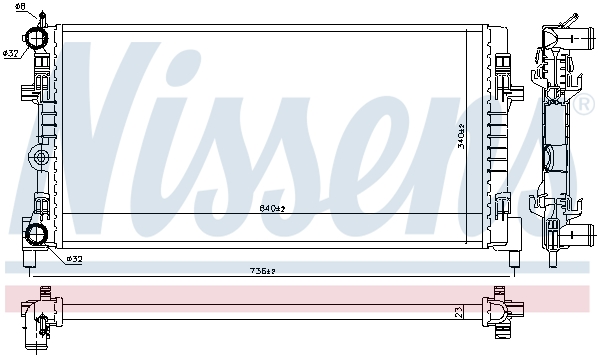 Radiator, engine cooling - 606722 NISSENS