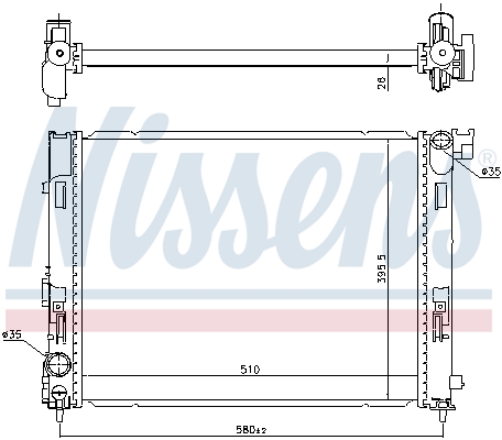 Radiator, engine cooling - 606725 NISSENS