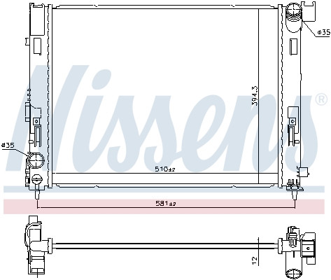 Radiator, engine cooling - 606726 NISSENS