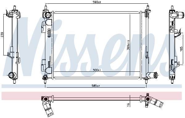 Radiator, engine cooling - 606733 NISSENS