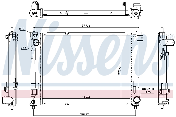 Radiator, engine cooling - 606734 NISSENS