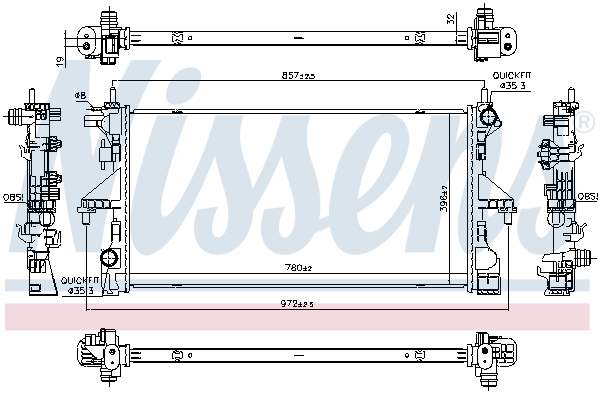 Radiator, engine cooling - 606756 NISSENS