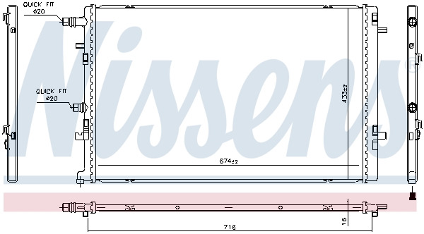 Radiator, engine cooling - 606762 NISSENS