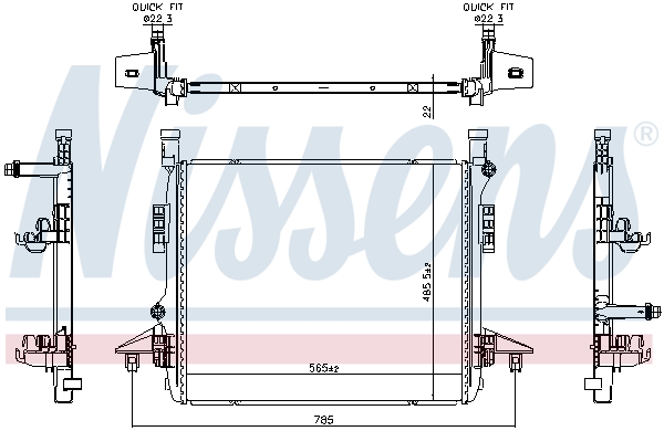 Radiator, engine cooling - 606780 NISSENS