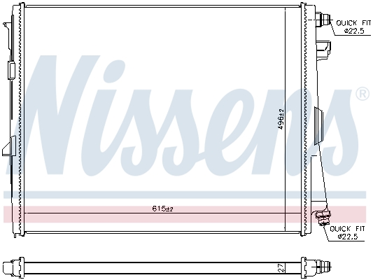 Radiator, engine cooling - 606784 NISSENS