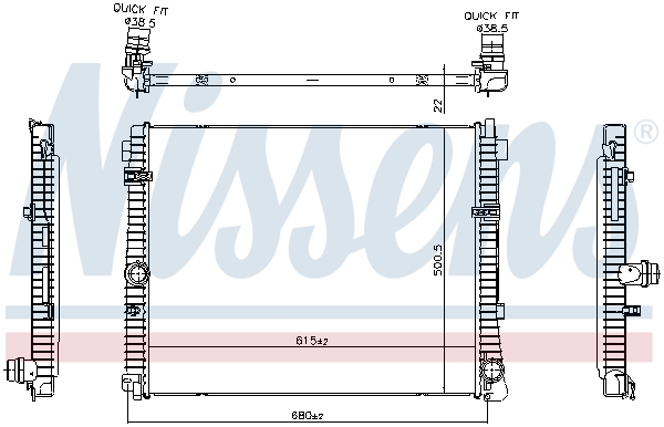 Radiator, engine cooling - 606785 NISSENS