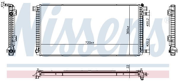 Radiator, engine cooling - 606787 NISSENS