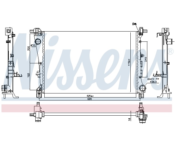 Radiator, engine cooling - 606810 NISSENS
