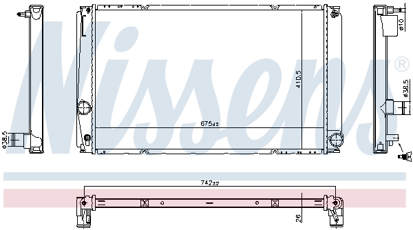 Radiator, engine cooling - 606818 NISSENS