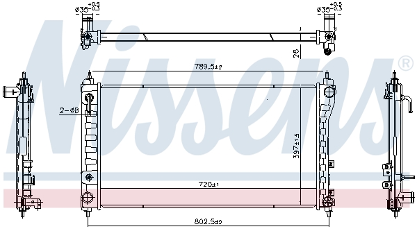 Radiator, engine cooling - 606831 NISSENS