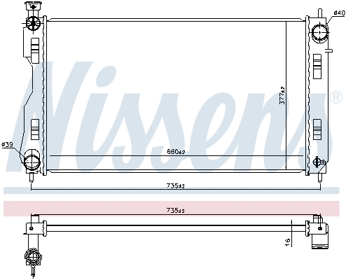 Radiator, engine cooling - 606844 NISSENS