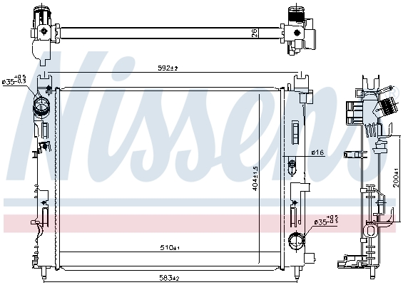 Radiator, engine cooling - 606845 NISSENS