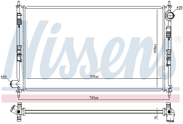 Radiator, engine cooling - 606855 NISSENS