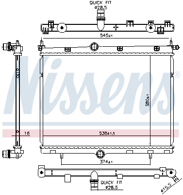 Radiatore, Raffreddamento motore - 606859 NISSENS