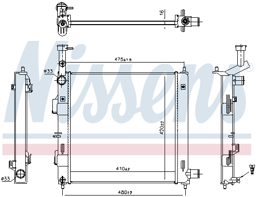 Radiator, engine cooling - 606865 NISSENS