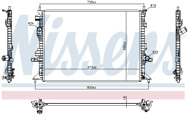 Radiator, engine cooling - 606908 NISSENS