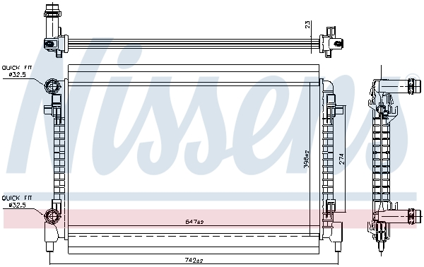 Radiator, engine cooling - 606909 NISSENS