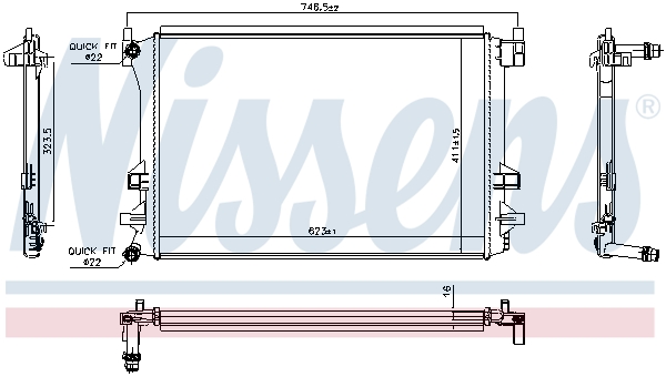 Radiator, engine cooling - 606910 NISSENS