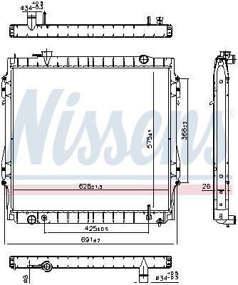 Radiator, engine cooling - 606946 NISSENS