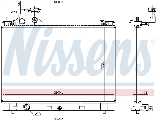 Radiator, engine cooling - 606951 NISSENS